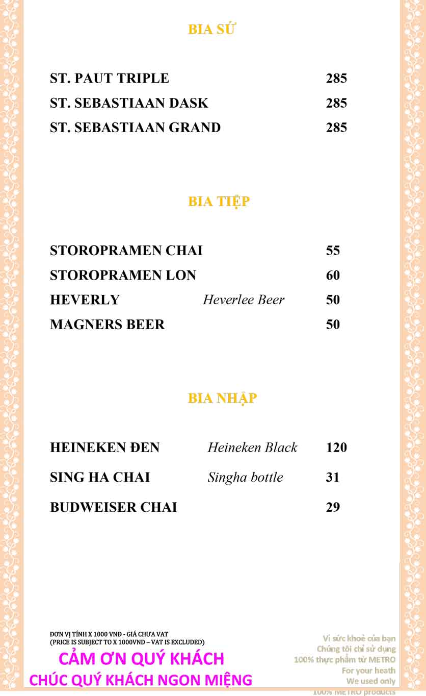 Menu Sài Gòn Xưa và Nay - Nguyễn Trung Trực 3 