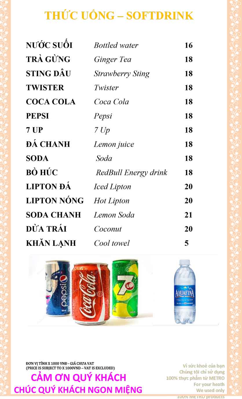 Menu Sài Gòn Xưa và Nay - Nguyễn Trung Trực 4 