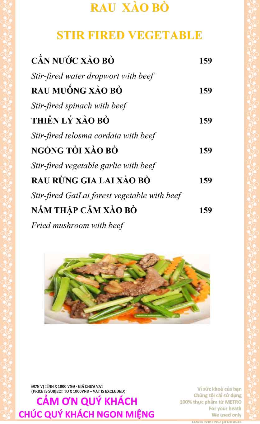 Menu Sài Gòn Xưa và Nay - Nguyễn Trung Trực 8 