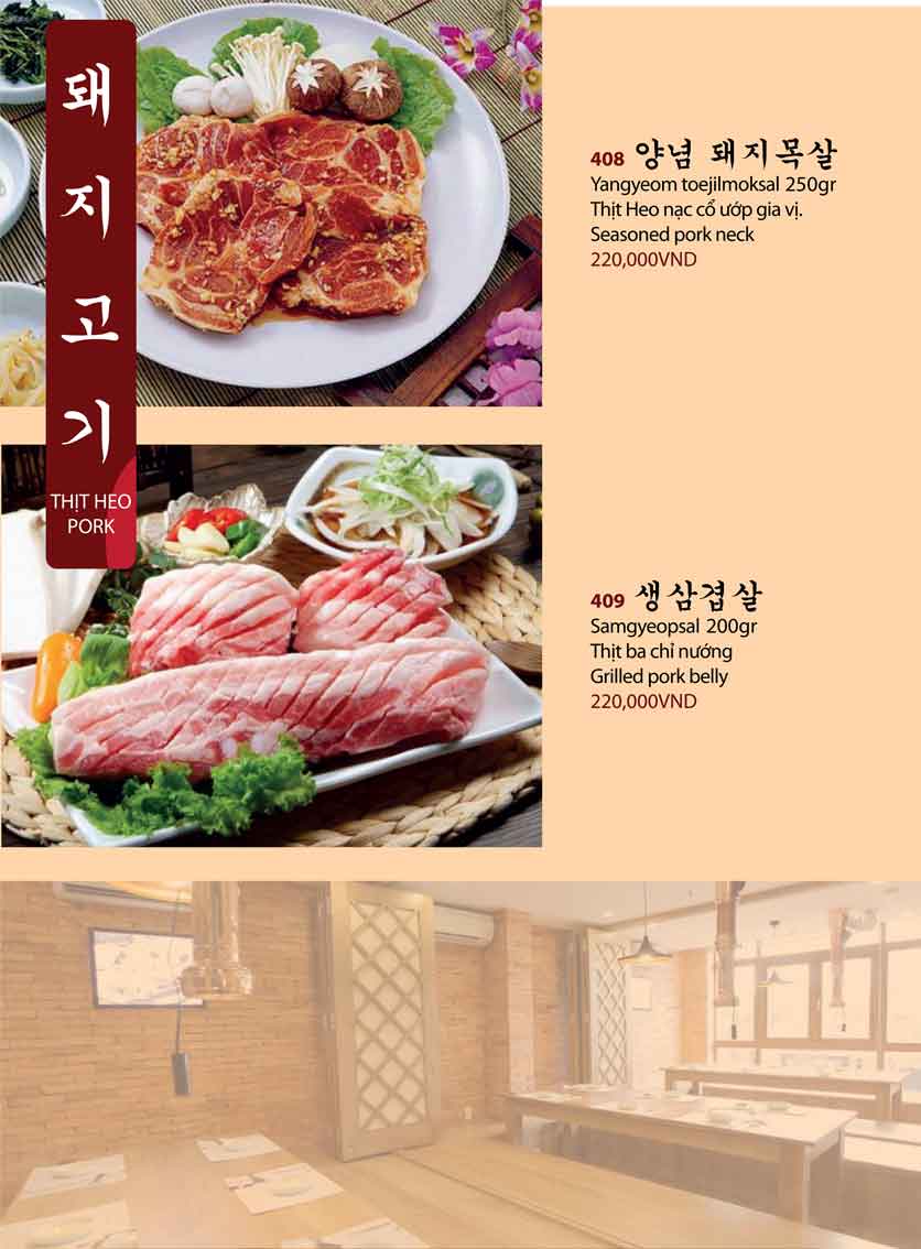 Menu Thích Restaurant Korean - Tân Sơn 5 