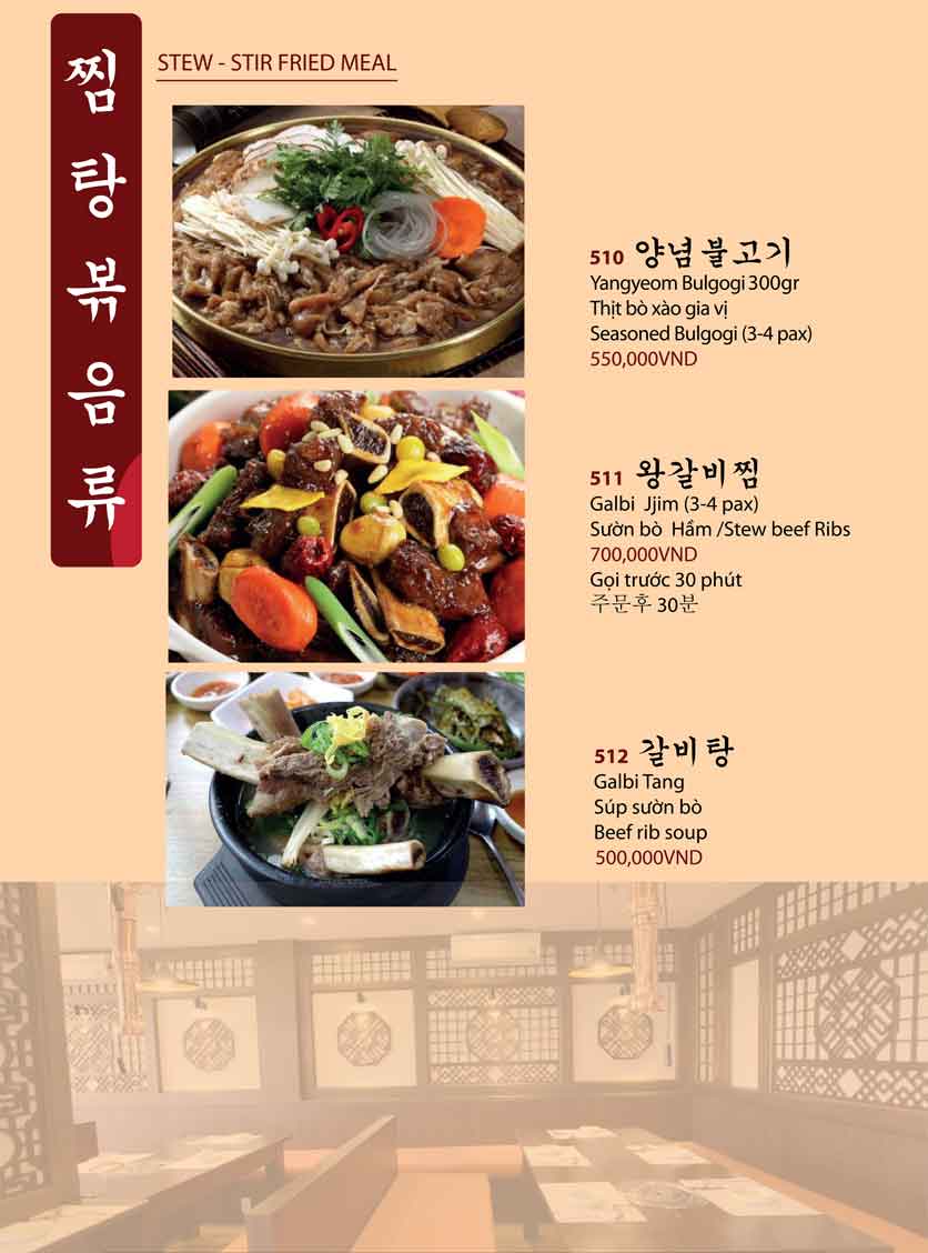 Menu Thích Restaurant Korean - Tân Sơn 6 