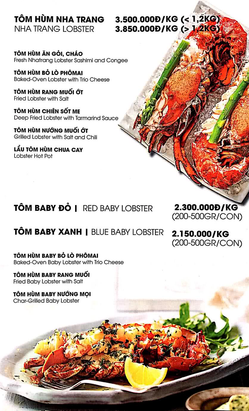 Menu Nhà Hàng Hải Sản KB 13 