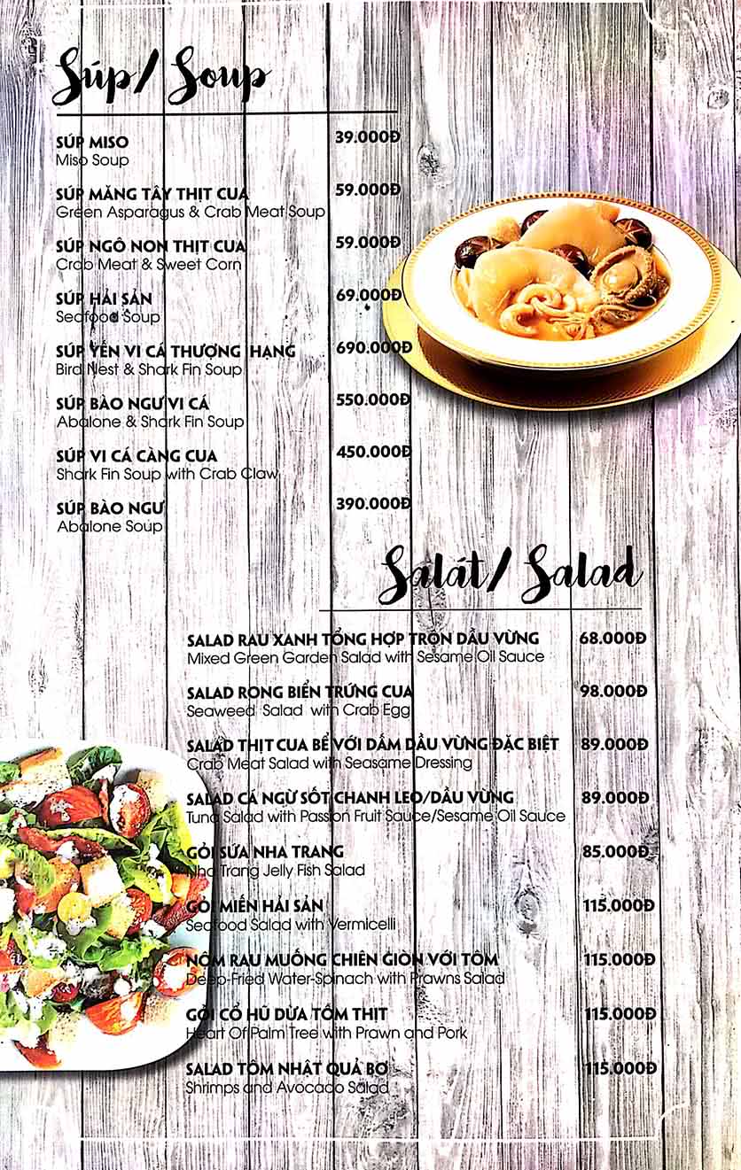 Menu Nhà Hàng Hải Sản KB 2 