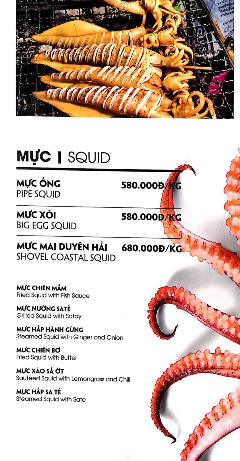 Menu Nhà Hàng Hải Sản KB 7 