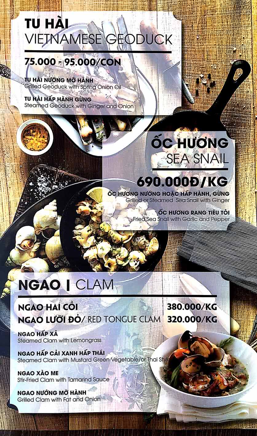 Menu Nhà Hàng Hải Sản KB 8 