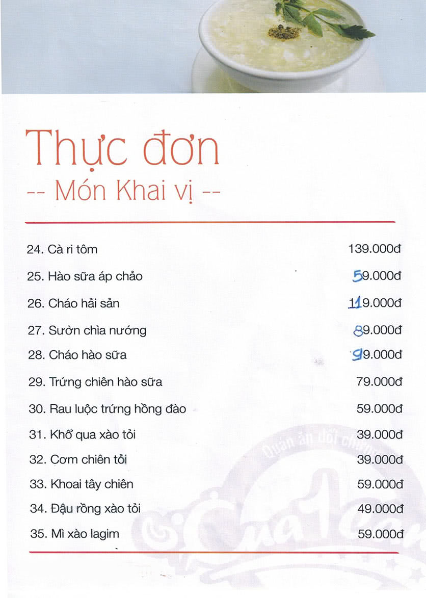 Menu Cua 1 Càng - Nguyễn Oanh 4