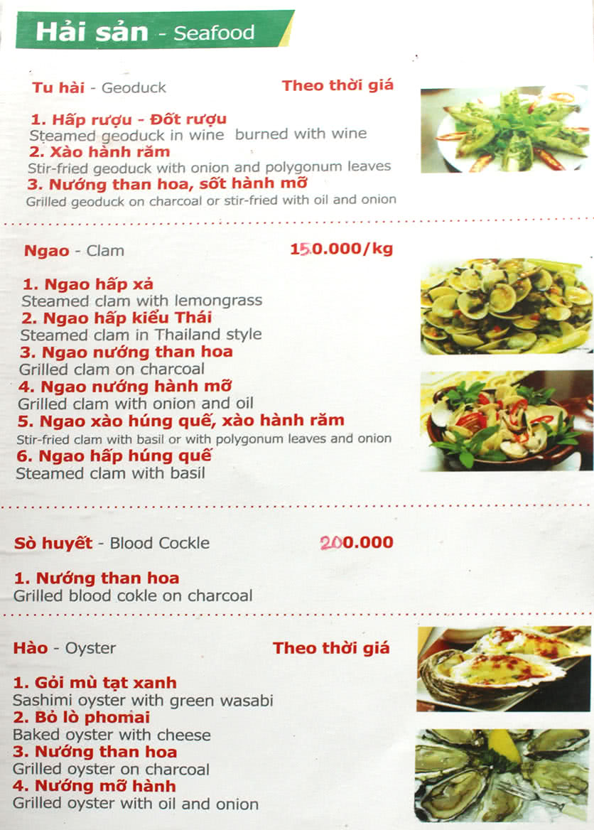 Menu Thượng Hải - Láng Hạ 8 