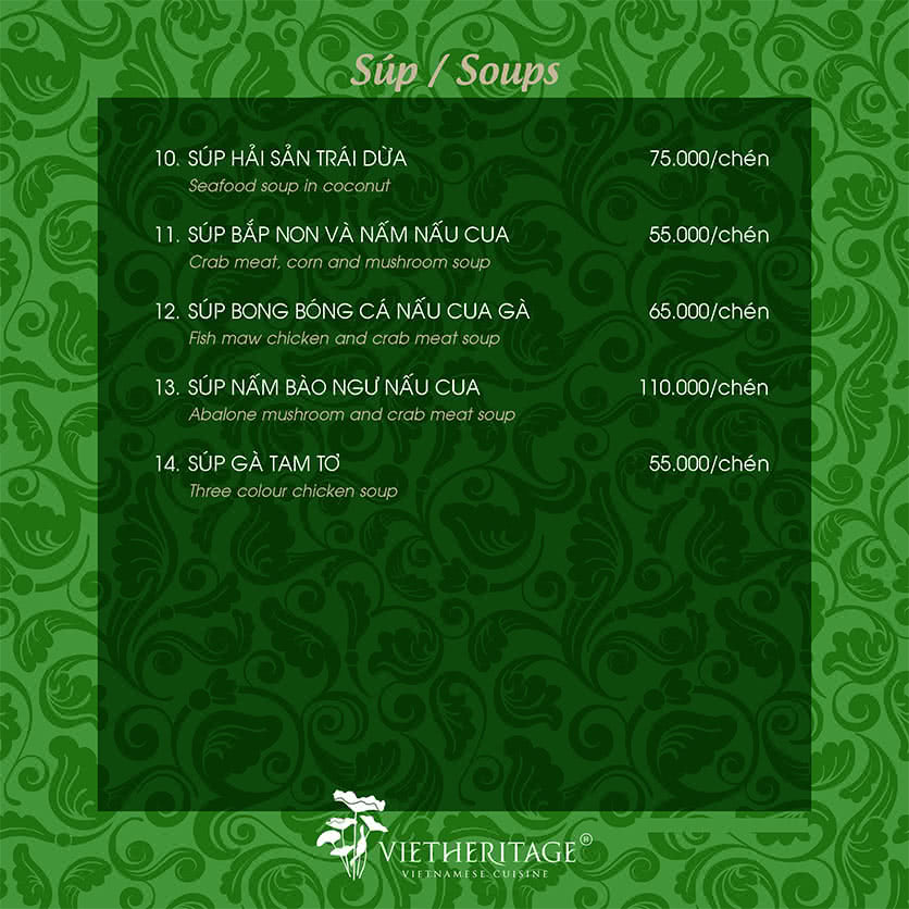 Menu Vietheritage - Võ Văn Tần 6