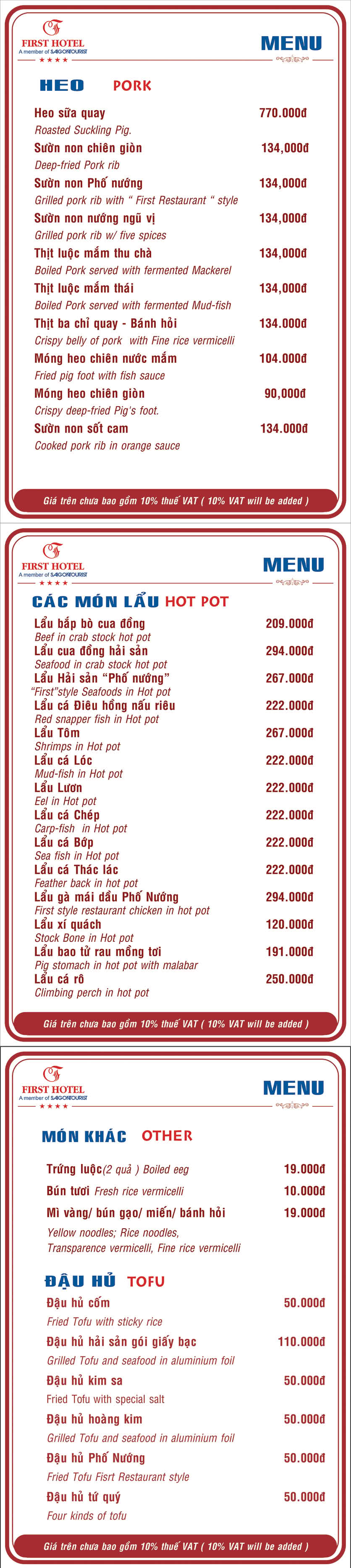 Menu Hoa Viên Đệ Nhất - Hoàng Việt 3 