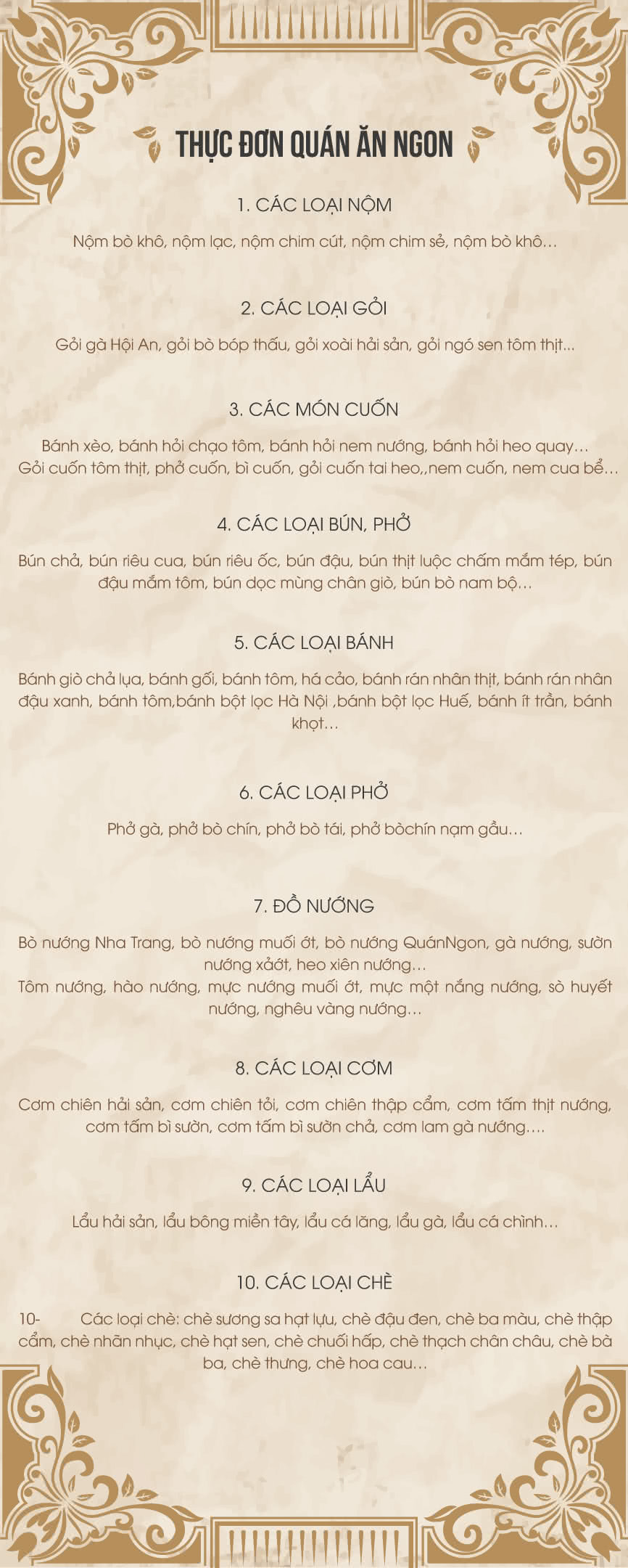 Menu Quán Ăn Ngon - Phan Bội Châu 1 
