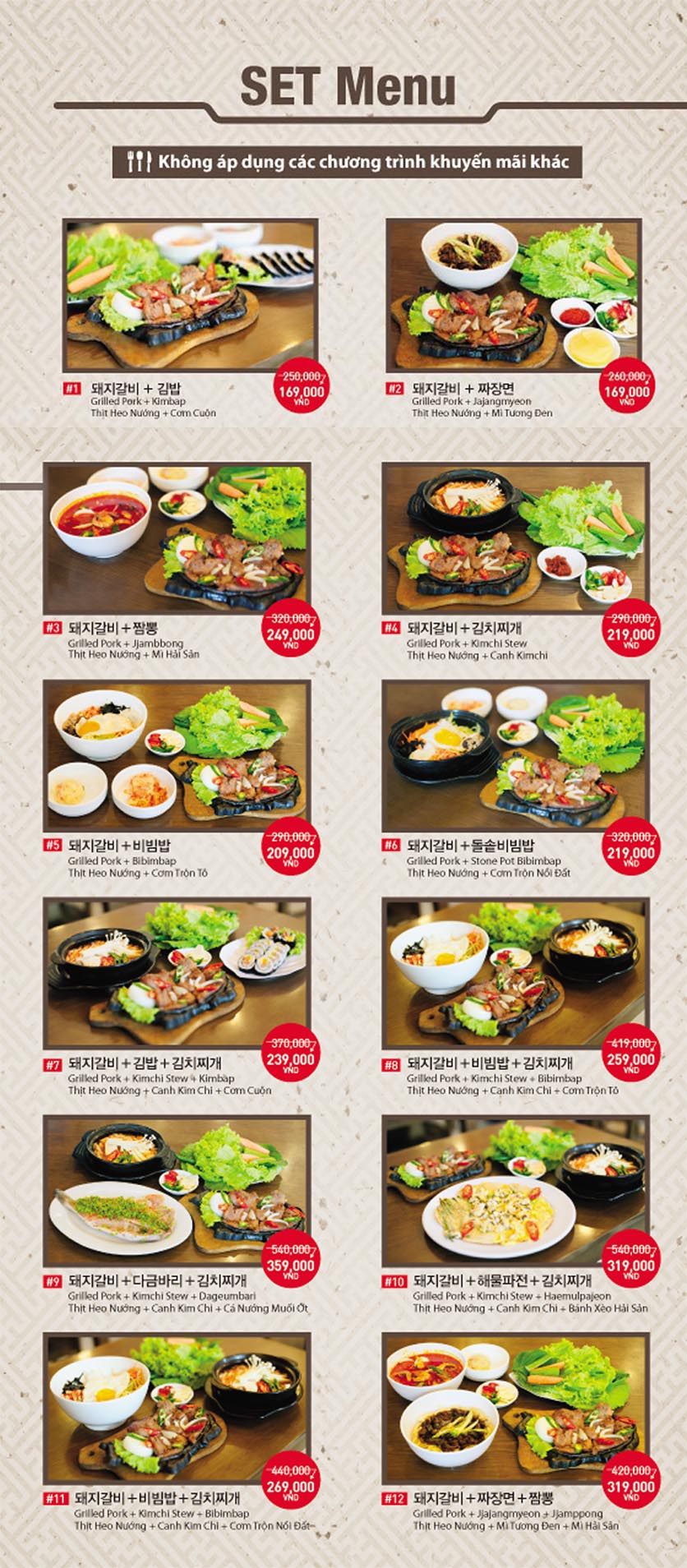 Menu Sườn Nướng Hàn Quốc 2 