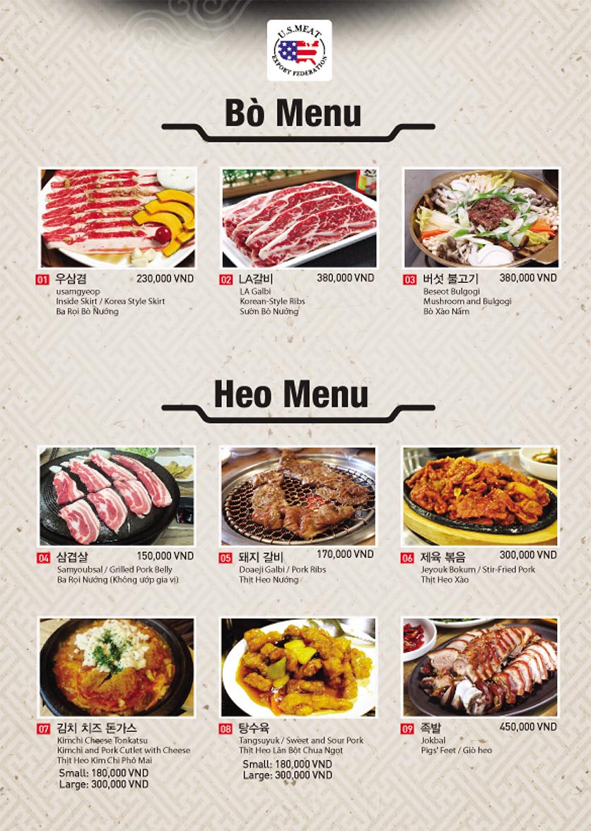 Menu Sườn Nướng Hàn Quốc 4 