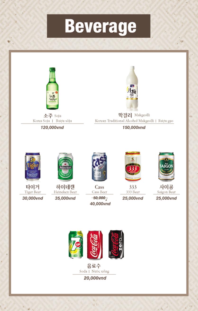 Menu Sườn Nướng Hàn Quốc 5 