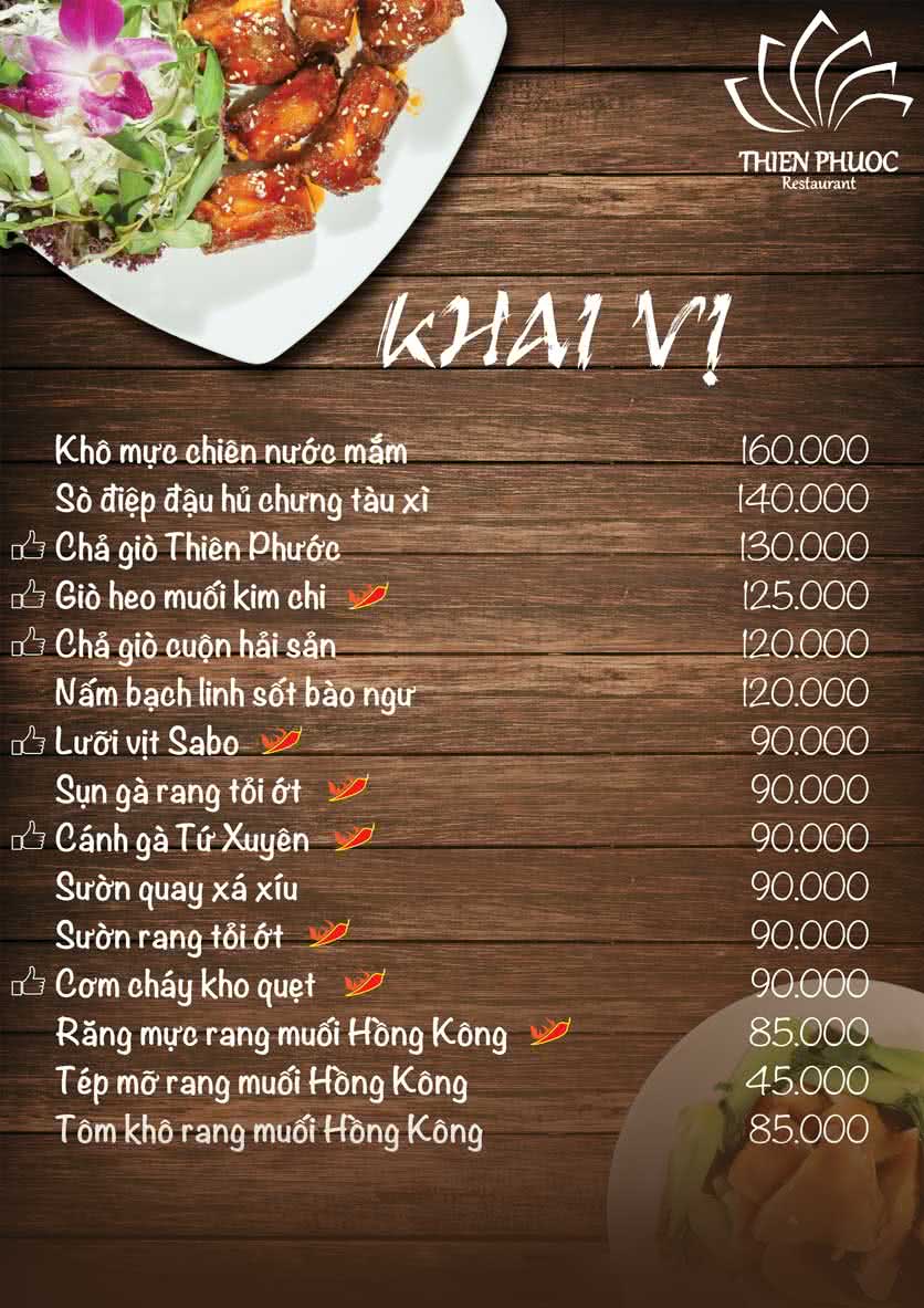 Menu Thiên Phước 6 