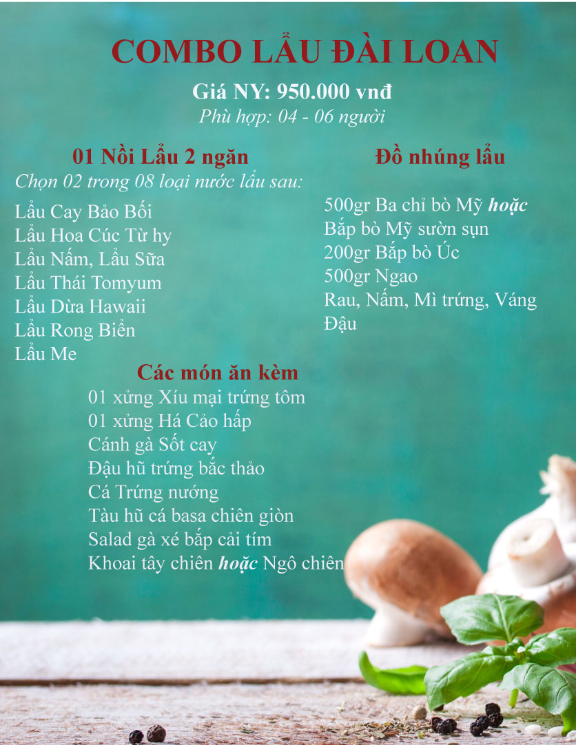 Menu Bao Bei - Lẩu Đài Loan 1 
