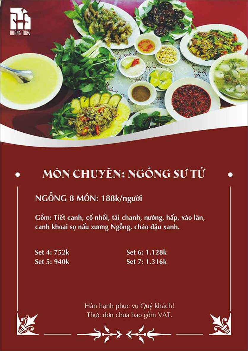 Menu Hoàng Tống - Phạm Hùng 1 