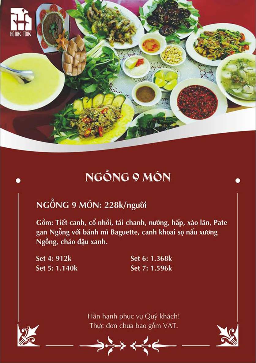 Menu Hoàng Tống - Phạm Hùng 2 