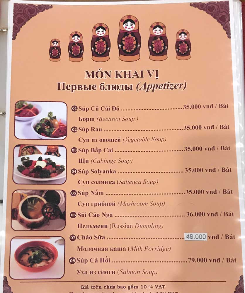 Menu Giấc Mơ Nhỏ Moscow 1 
