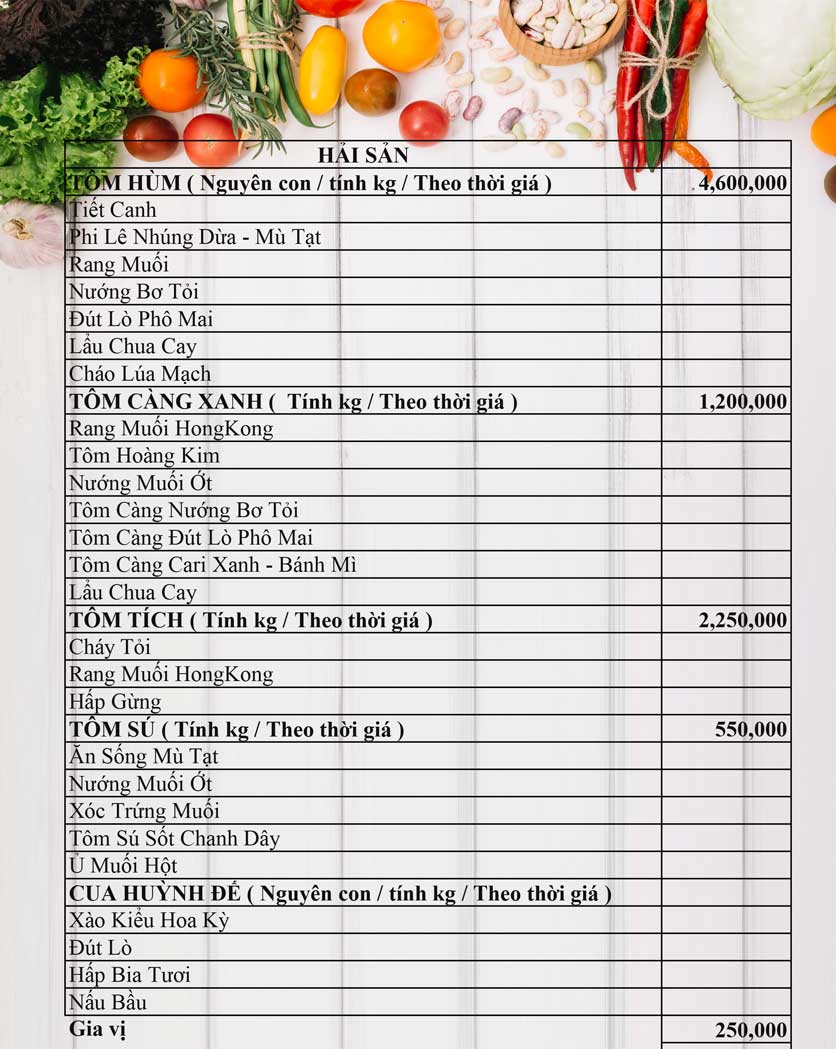 Menu Phố Hương - Trần Quang Diệu 3 