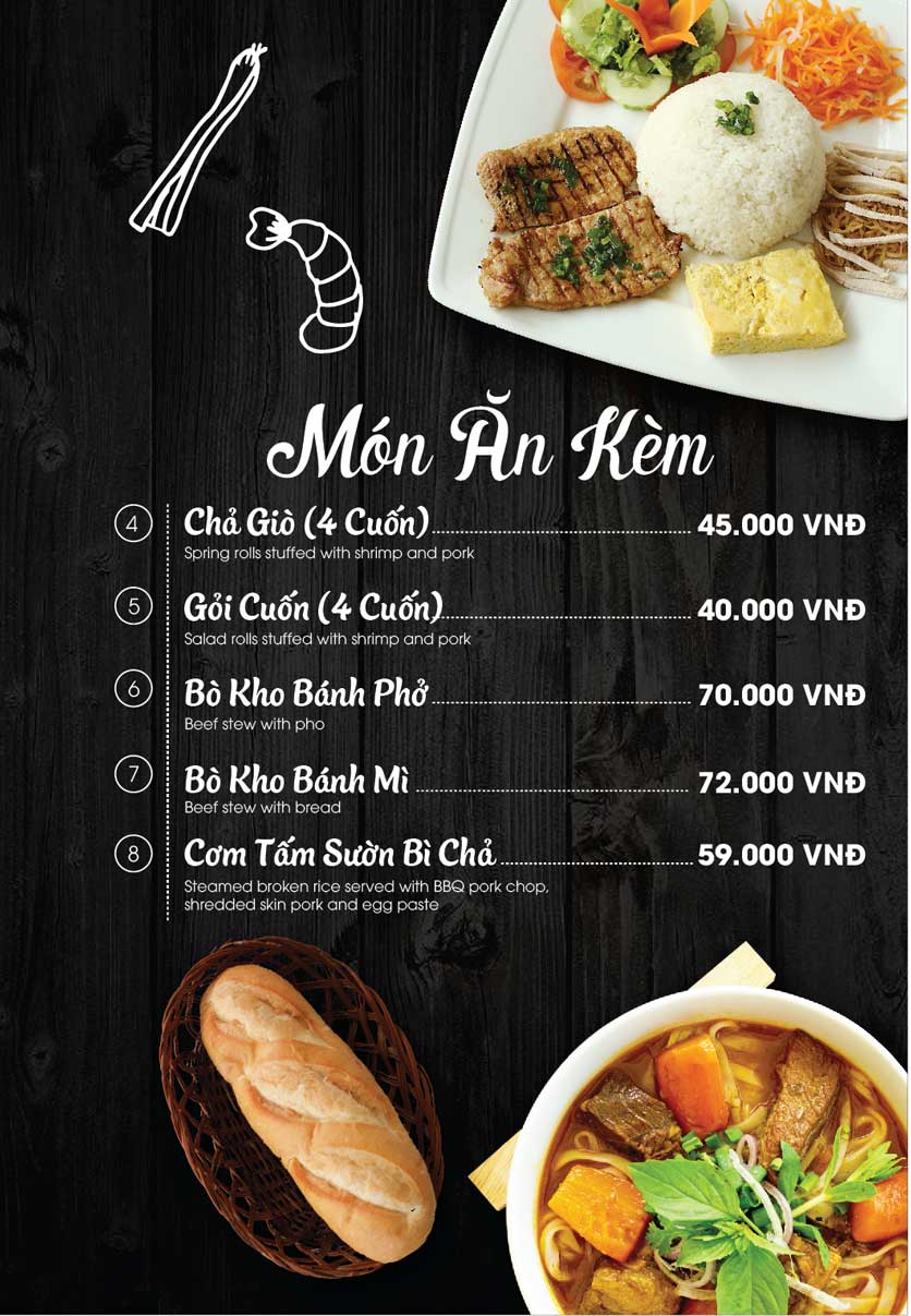 Menu Phở Ông Hùng – Hàng Bài 2