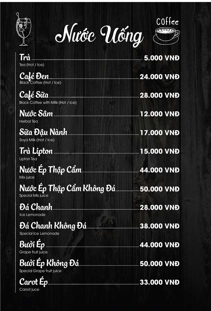 Menu Phở Ông Hùng – Hàng Bài 7