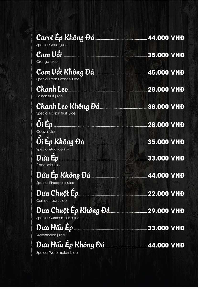 Menu Phở Ông Hùng – Hàng Bài 8